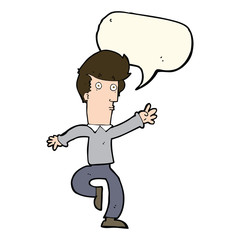 cartoon rushing man with speech bubble