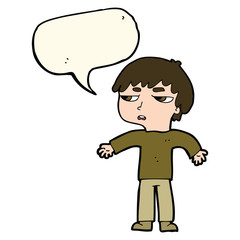 cartoon annoyed boy with speech bubble