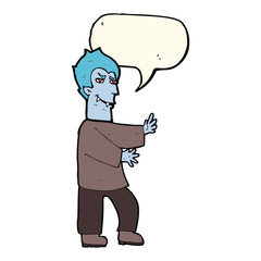 cartoon vampire with speech bubble