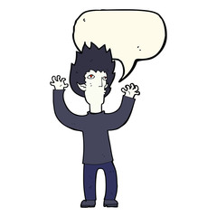 cartoon vampire with speech bubble