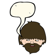 cartoon bearded man with speech bubble