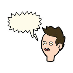 cartoon shocked man with speech bubble