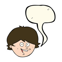 cartoon happy boy face with speech bubble