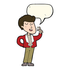 cartoon cool guy snapping fingers with speech bubble
