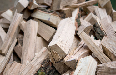 with a bunch of chopped firewood