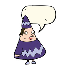 cartoon elf with speech bubble
