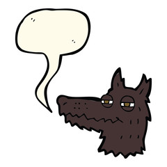 cartoon smug wolf face with speech bubble
