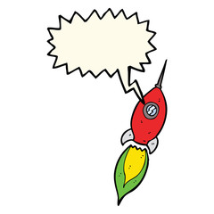 cartoon spaceship with speech bubble