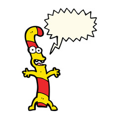 cartoon candy cane with speech bubble