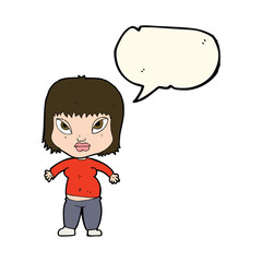 cartoon overweight woman with speech bubble