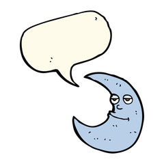 happy cartoon moon with speech bubble