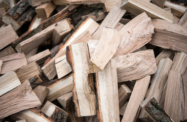 with a bunch of chopped firewood