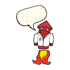 cartoon firework in business suit with speech bubble