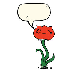 cartoon flower with speech bubble