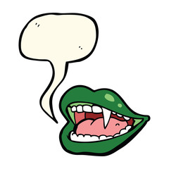 cartoon vampire mouth with speech bubble