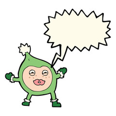 cartoon funny christmas creature with speech bubble