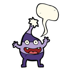 cartoon funny christmas creature with speech bubble