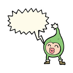 cartoon funny christmas creature with speech bubble