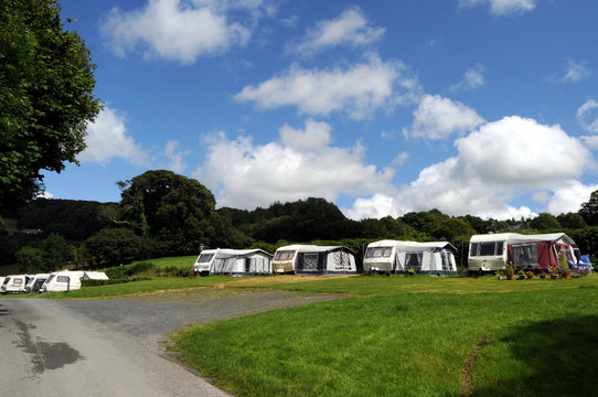 Caravans near Dolgellau in Snowdonia.