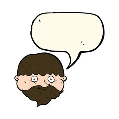 cartoon bearded man with speech bubble