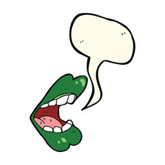 cartoon halloween mouth with speech bubble