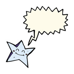 cartoon happy star character with speech bubble