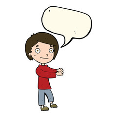 cartoon happy boy with speech bubble
