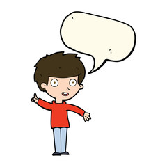 cartoon boy with idea with speech bubble
