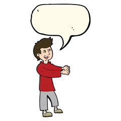 cartoon happy man with speech bubble