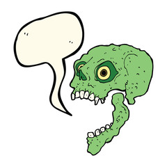 cartoon scary skull with speech bubble