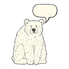 cartoon funny polar bear with speech bubble