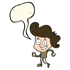 cartoon grinning man with speech bubble