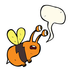 cartoon frightened bee with speech bubble