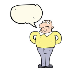 cartoon worried man with speech bubble