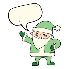 cartoon santa claus with speech bubble