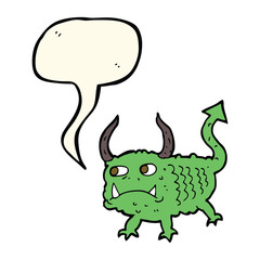 cartoon little demon with speech bubble