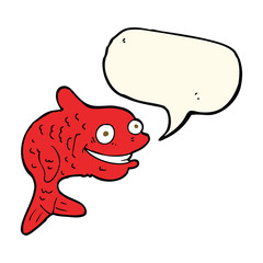 cartoon happy fish with speech bubble