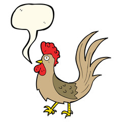 cartoon cockerel with speech bubble