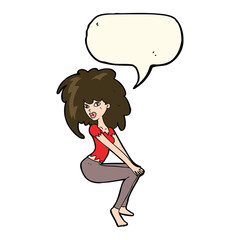 cartoon woman with big hair with speech bubble
