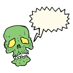 cartoon skull with speech bubble