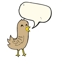 cartoon happy bird with speech bubble