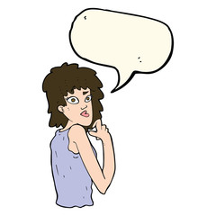 cartoon surprised woman with speech bubble