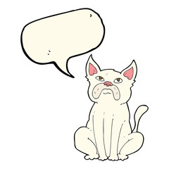 cartoon grumpy little dog with speech bubble