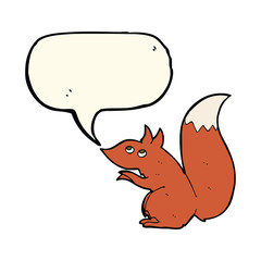 cartoon red squirrel with speech bubble