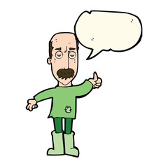 Fototapeta premium cartoon annoyed old man with speech bubble