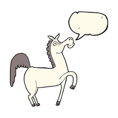 funny cartoon horse with speech bubble