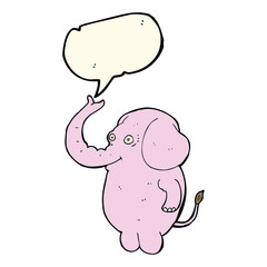 cartoon funny elephant with speech bubble
