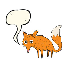 funny cartoon fox with speech bubble