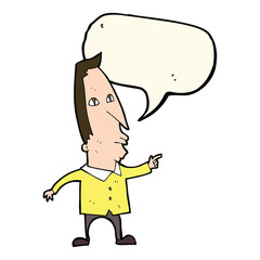 cartoon pointing man with speech bubble