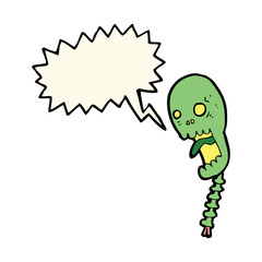 funny cartoon skull with speech bubble